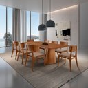 Ver imagem 1 de Sala de Jantar Mesa Noronha 220cm Tampo Laminado Barril e 8 Cadeiras Viena Gold