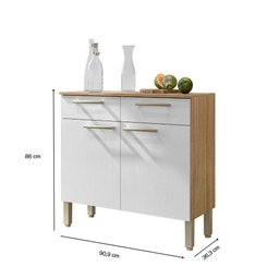 Balcão de Cozinha Nala - Mdf/mdp 2 Portas 2 Gavetas com Detalhes Ripados - Kits Paraná - 4