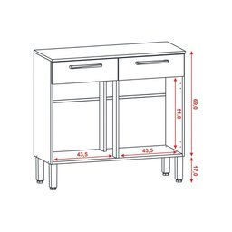 Balcão de Cozinha Nala - Mdf/mdp 2 Portas 2 Gavetas com Detalhes Ripados - Kits Paraná - 5