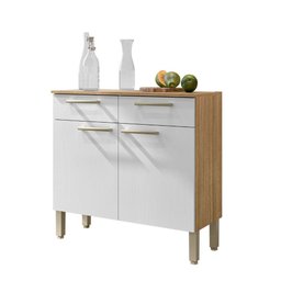Balcão de Cozinha Nala - Mdf/mdp 2 Portas 2 Gavetas com Detalhes Ripados - Kits Paraná - 1