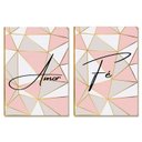 Ver imagem 1 de Placas MDF Amor e Fé Geométrico Rose Gold Parede Moderna A4