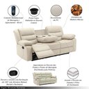 Ver imagem 4 de Poltrona Reclinável 3 Lugares Hollywood com Massagem PU Bege G94 Gran Belo