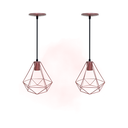 Ver imagem 1 de Kit 2 Luminárias Pendente Diamante Lustre Alumínio Retrô Cor:Rosé;Tamanho:M