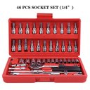 Ver mais imagens de Kit Caixa 46 Pcs Chave Catraca Reversivel Jogo De Soquete Bit Allen Torx Philips Fenda Maleta de fer