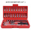 Ver mais imagens de Kit Caixa 46 Pcs Chave Catraca Reversivel Jogo De Soquete Bit Allen Torx Philips Fenda Maleta de fer