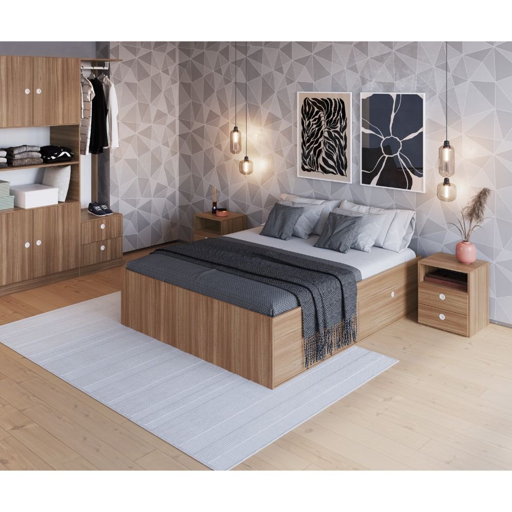 Cama Box Casal Queen Organizadora com 4 Portas Tokio Art In Moveis