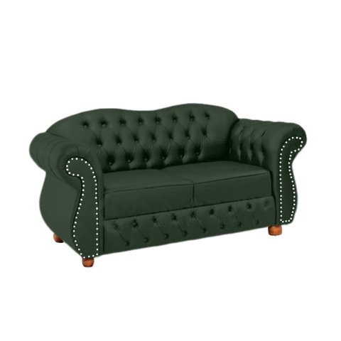Conjunto c/ 2 Namoradeiras Chesterfield Merlo - Veludo Verde Musgo / Decoração, recepção, sala tv es