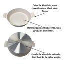 Ver imagem 2 de Frigideira Marmorizada Alça de Madeira e Alumínio 4,7 L - Branco