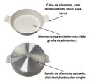 Ver imagem 2 de Frigideira Marmorizada Alça de Madeira e Alumínio 4,7 L - Branco