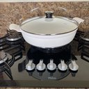 Ver imagem 3 de Frigideira Marmorizada Alça de Madeira e Alumínio 4,7 L - Branco