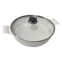 Ver imagem 1 de Frigideira Marmorizada Alça de Madeira e Alumínio 4,7 L - Branco