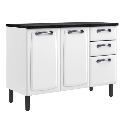 Balcão 120cm 3 Portas 2 Gavetas New Premium - Itatiaia:Branco