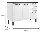 Ver imagem 4 de Balcão 120cm 3 Portas 2 Gavetas New Premium - Itatiaia:Branco