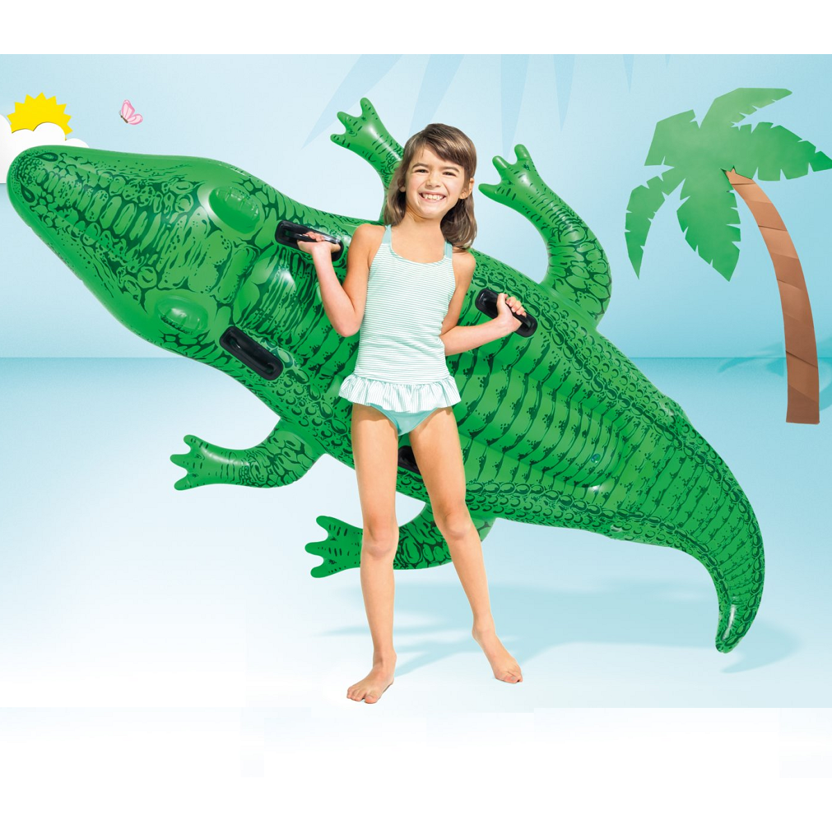 Bóia Inflável Jacaré Intex P/ 2 Crianças + Bomba Ar Eletrica Voltagem:220v - 3
