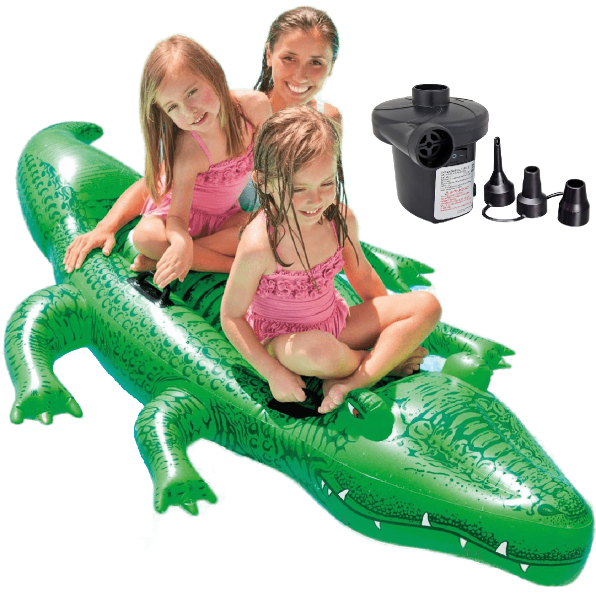 Bóia Inflável Jacaré Intex P/ 2 Crianças + Bomba Ar Eletrica Voltagem:220v - 1