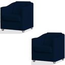 Ver imagem 1 de Kit 2 Poltronas Luiza Suede Azul Marinho