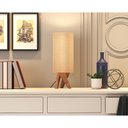 Ver imagem 1 de Abajur Luminária Luxo de Mesa Tripé em Madeira Onix Premium com Cúpula Palha