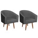 Ver imagem 1 de Kit 02 Poltronas Luiza Pés Palito Factor Preto e Linho Cinza Escuro - Amarena Móveis
