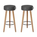 Ver imagem 1 de Kit 2 Banquetas Alta 80cm Estofada Corino Preto Retrô Pé Palito Cozinha Área Gourmet Balcão Bancada