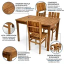Ver imagem 5 de Conjunto Mesa com 6 Cadeiras de Madeira Maciça para Jardim e Varanda Marrom Ember