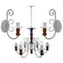 Ver mais imagens de Conjunto 2 Arandelas e Lustre Artesanal Para Sala de Jantar Libertas Rosas Artesanato Kit 1 Lustre +