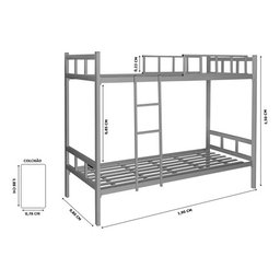 Beliche Inteira de Ferro Solteiro, 2 Pessoas Frete Gratis:cinza - 2