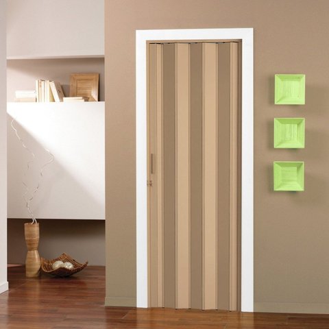 Porta Sanfonada de PVC 210cm x 60cm Pronta Bcf Bege