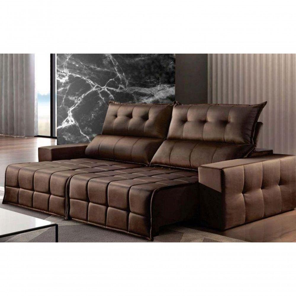 Sofá Retrátil E Reclinável 2,10M Teixeira Marrom MadeiraMadeira