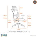Ver mais imagens de Cadeira Office Giratória Londres Presidente Pp Preta Braços e Encosto Reguláveis Nr17 - Fratini