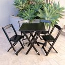 Ver imagem 2 de Jogo de Mesa para Area Gourmet com 4 Cadeiras Dobravel 70x70 Preto