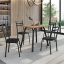 Ver imagem 2 de Conjunto de Mesa Sala de Jantar com 4 Cadeiras Tubular Tampo Bp Madeirado Retangular Preto