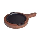 Ver imagem 1 de Chapa Petisco de Ferro Redonda com Suporte de Madeira 20cm