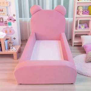 Cama Montessoriana para Criança Menina Confortável Soft com Colchão Rosa