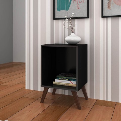 Mesa de Apoio Lateral 40 X 57 Cm Pés Retrô Mdp Preto - Clicklar