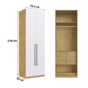 Ver imagem 3 de Guarda Roupa Modulado 80cm com 2 Portas e 3 Gavetas 100%mdf Cor:savana com Branco Fosco