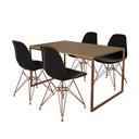 Ver imagem 2 de Mesa Industrial Base Ferro Cobre 137x90 Tampo Amêndoa 4 Cadeiras Eiffel Ferro Cobre Assento Preto