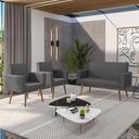 Ver imagem 2 de Kit Sófa 2 Lugares e 2 Poltronas para Sala de Estar Recepção Cinza-escuro