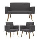 Ver imagem 1 de Kit Sófa 2 Lugares e 2 Poltronas para Sala de Estar Recepção Cinza-escuro