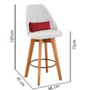 Ver imagem 4 de Kit 10 Banquetas Alta Maya Giratória Com Encosto Gourmet Linho Bege e Almofada Sintético Vermelho