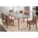Ver imagem 1 de Conjunto: Mesa Sala Jantar Havana Tampo c/ Vidro Curvo 180cm+6 Cadeiras Maldivas Madeira Naturale/