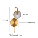Ver imagem 2 de Arandela Ball Globo de Vidro Fume Dourado Cabeceira Dhora Lup33