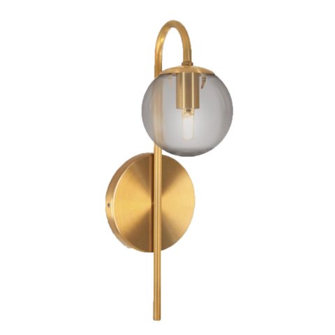 Arandela Ball Globo de Vidro Fume Dourado Cabeceira Dhora Lup33