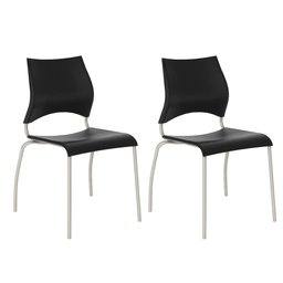 Conjunto 2 Cadeiras Pretas 357 Tubo Prata Carraro - 1