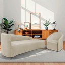 Ver imagem 2 de Kit Sofá Curvo França 250cm Ld. e Poltrona Luiza Max Conforto, Elegância e Design Moderno Linho