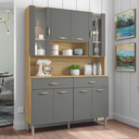 Ver imagem 3 de Armário de Cozinha Compacta 8 Portas 2 Gavetas Golden - Freijó/gris