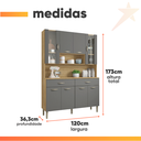 Ver imagem 4 de Armário de Cozinha Compacta 8 Portas 2 Gavetas Golden - Freijó/gris
