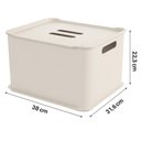 Ver imagem 2 de Kit 12 Caixas Plásticas Cesto Organizador 38x22,3cm Tampa Empilhável Bege Coza