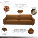 Ver imagem 3 de Sofá Decorativo Isaac 3 Lugares Sala de Estar 210cm Pés em Aço Couro Caramelo G88 - Gran Belo