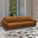 Ver imagem 1 de Sofá Decorativo Isaac 3 Lugares Sala de Estar 210cm Pés em Aço Couro Caramelo G88 - Gran Belo