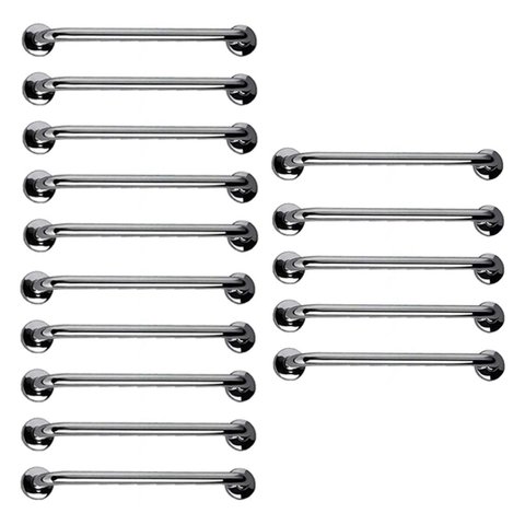Barra de Apoio Aço Inox 40cm Kit 15 Unidades Idoso Cadeirante Banheiro Box Suporte Deficiente Suport